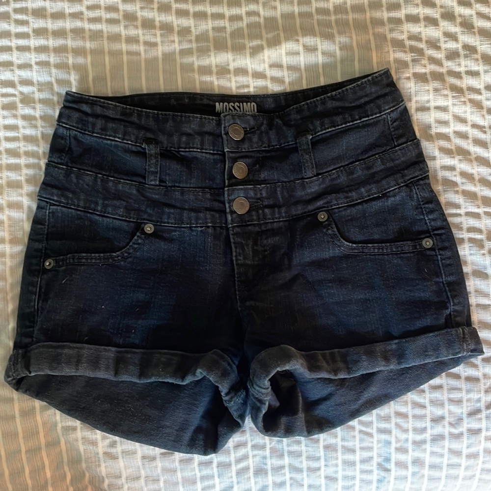 Black denim high waisted shorts